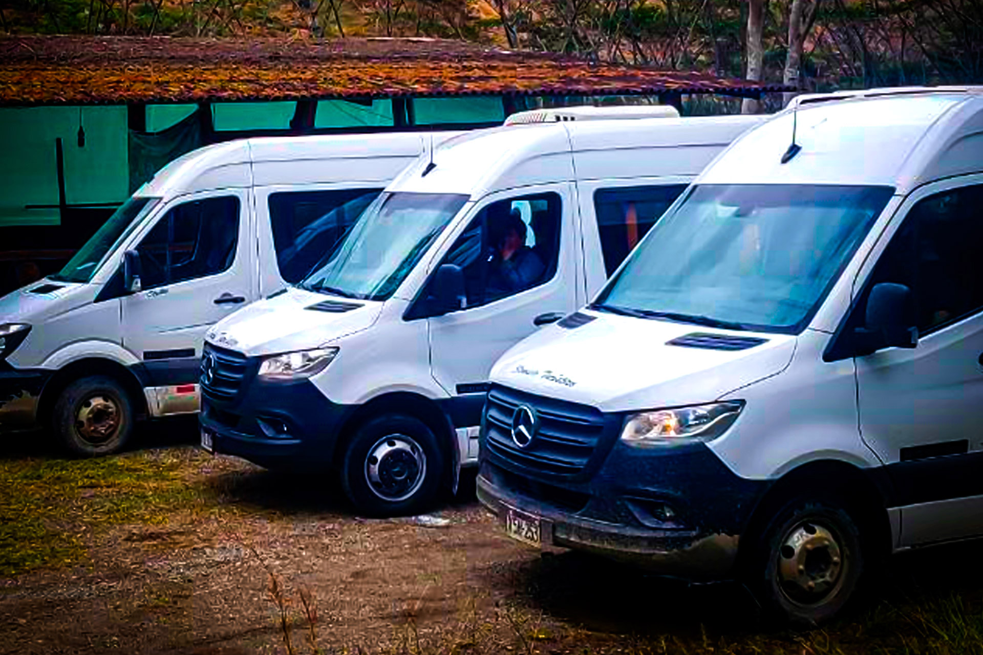 View from the window of the motorhome RV Caravan on the beautifu